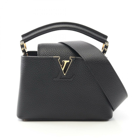 LOUIS VUITTON Capucines MINI 單肩包 手提包 M56071 Taurillon 皮革 黑色 二手