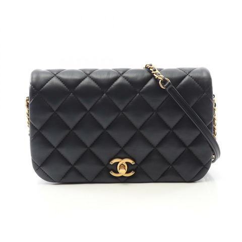 CHANEL Matelasse 經典全翻蓋鏈條單肩包 AS2006 皮革黑 GHW
