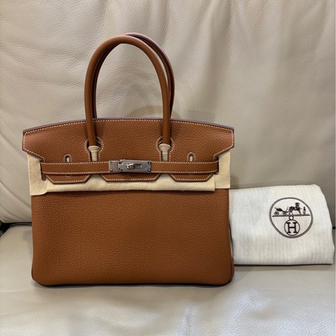 Hermes愛馬仕 bk30 brikin 金棕銀扣 togo皮 W刻 閒置新有購證