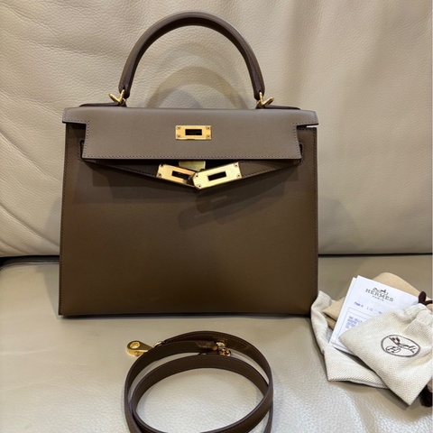 Hermes kelly 28 6T Toundra苔原色金扣 Madame皮 Z刻 全套有購證