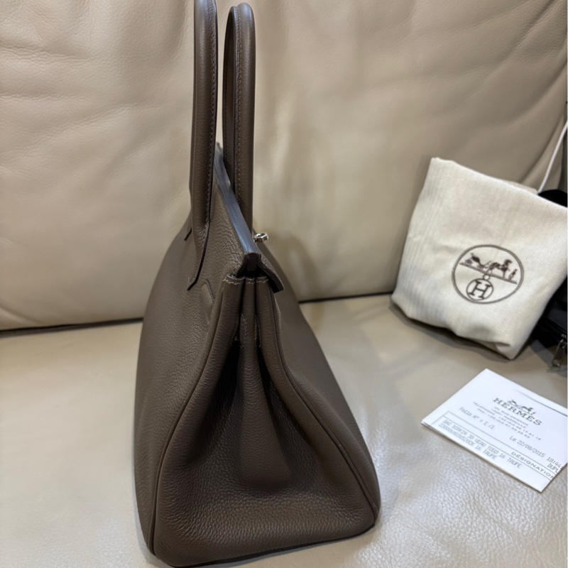 愛馬仕/Hermes Birkin30 T刻 16色鼹鼠灰銀扣 Togo皮 有購證-2