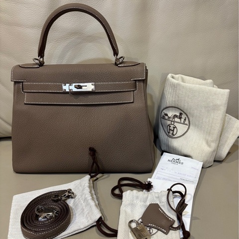 Hermes 愛馬仕kelly 28 大象灰銀扣 togo皮 U刻 有購證