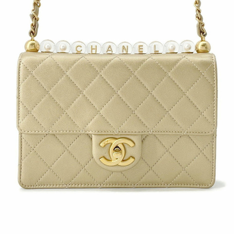 香奈兒鏈單肩包 Matelasse Coco Mark 皮革透明珍珠 AS0585 CHANEL