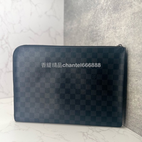 💗香緹國際精品💗 LV 黑棋盤格 大手拿包 二手包況好