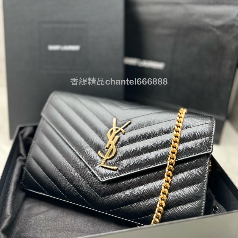 聖羅蘭 YSL 黑金信封包 盒裝完整 包況好-1