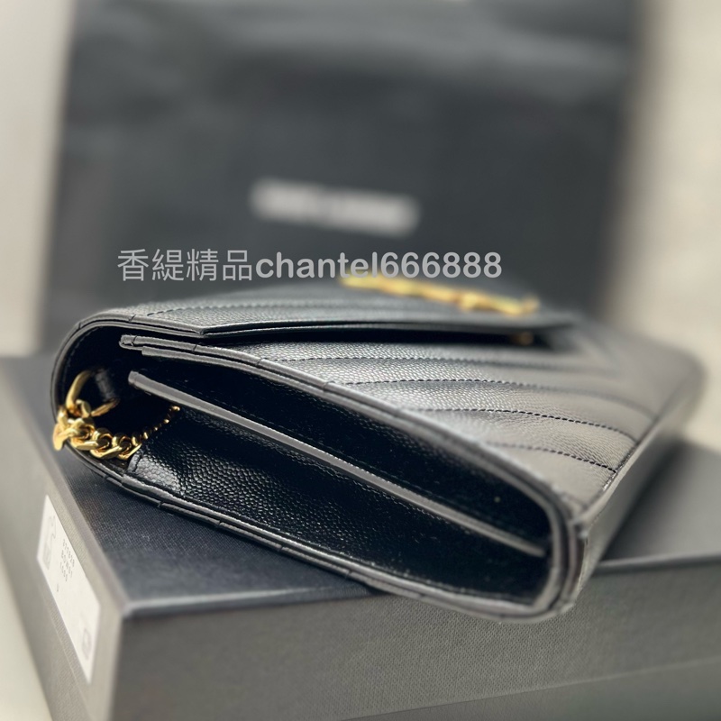 聖羅蘭 YSL 黑金信封包 盒裝完整 包況好-4