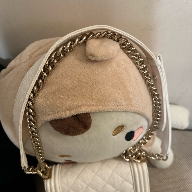 Chanel 白色Boy全新（荔枝牛皮）-15