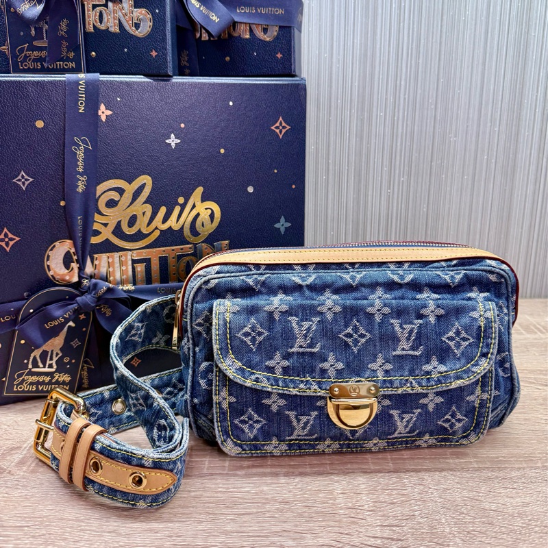 LV M95347 Denim Bum Bag稀有絕版丹寧牛仔胸包腰包-0