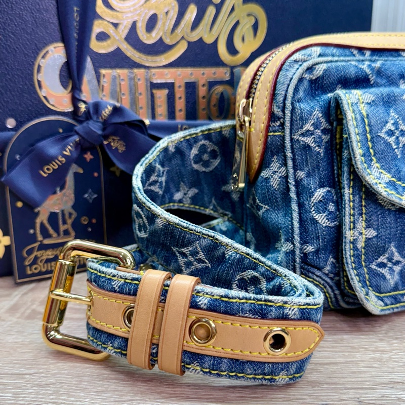 LV M95347 Denim Bum Bag稀有絕版丹寧牛仔胸包腰包-5