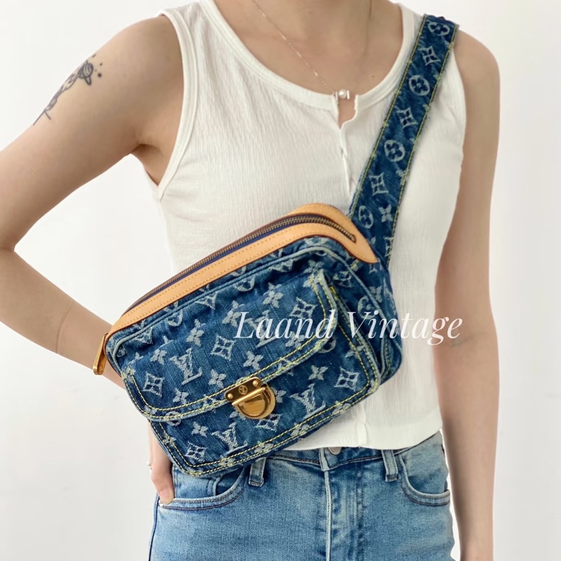 LV M95347 Denim Bum Bag稀有絕版丹寧牛仔胸包腰包-32