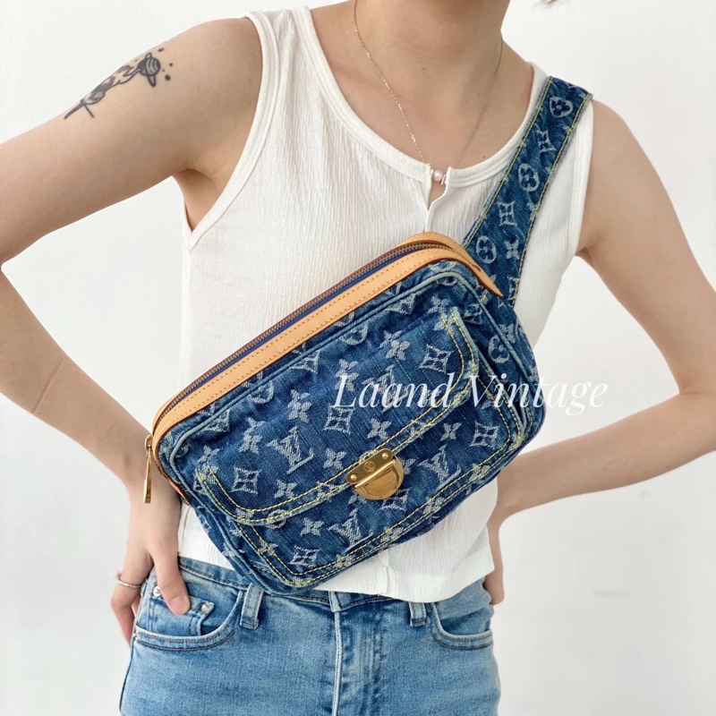 LV M95347 Denim Bum Bag稀有絕版丹寧牛仔胸包腰包-33