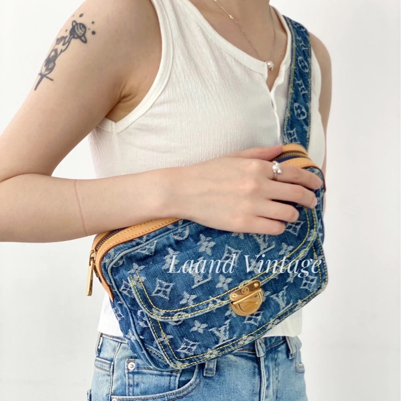 LV M95347 Denim Bum Bag稀有絕版丹寧牛仔胸包腰包-34