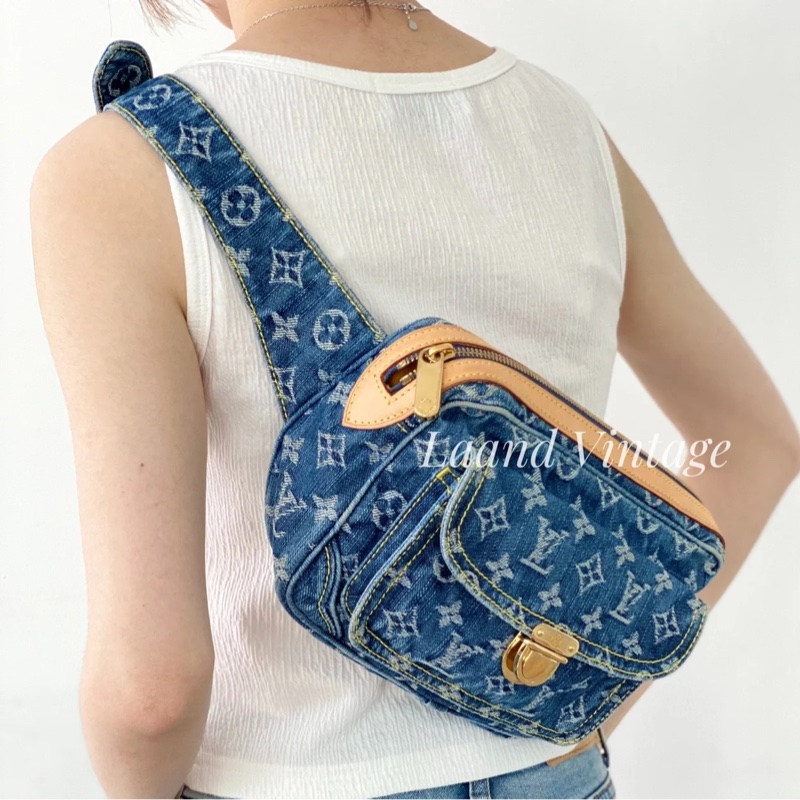 LV M95347 Denim Bum Bag稀有絕版丹寧牛仔胸包腰包-35