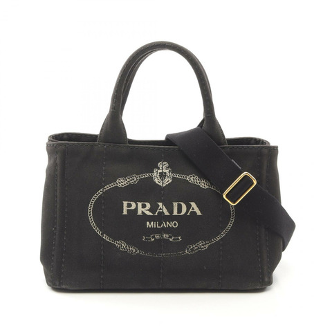 PRADA CANAPA 兩用單肩手提托特包 1BG439 帆布 黑色 二手 女款
