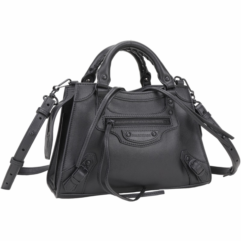 BALENCIAGA NEO City XS all black 牛皮手提/斜背機車包-0