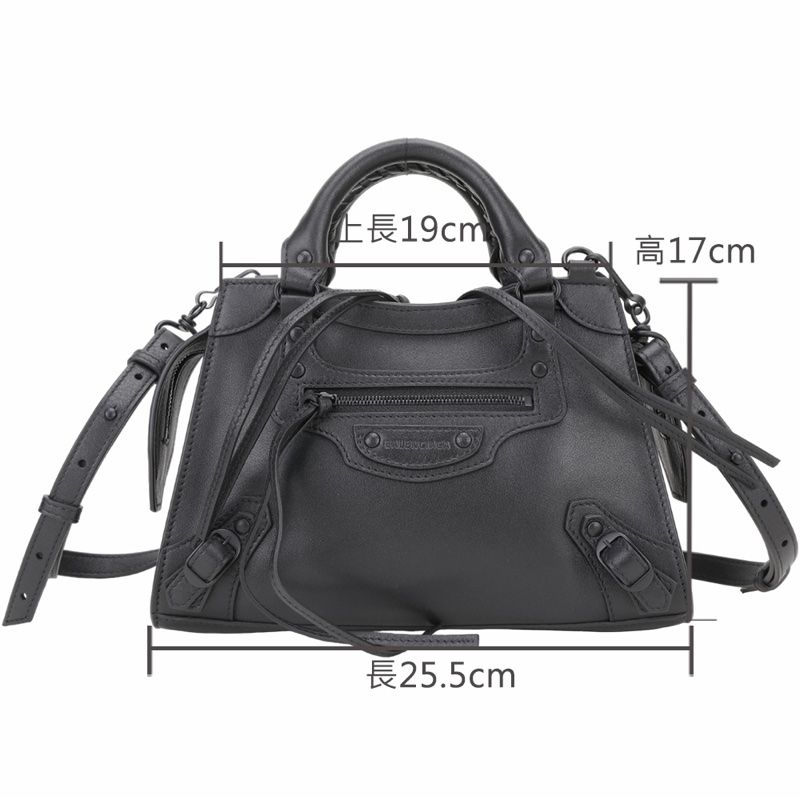 BALENCIAGA NEO City XS all black 牛皮手提/斜背機車包-2