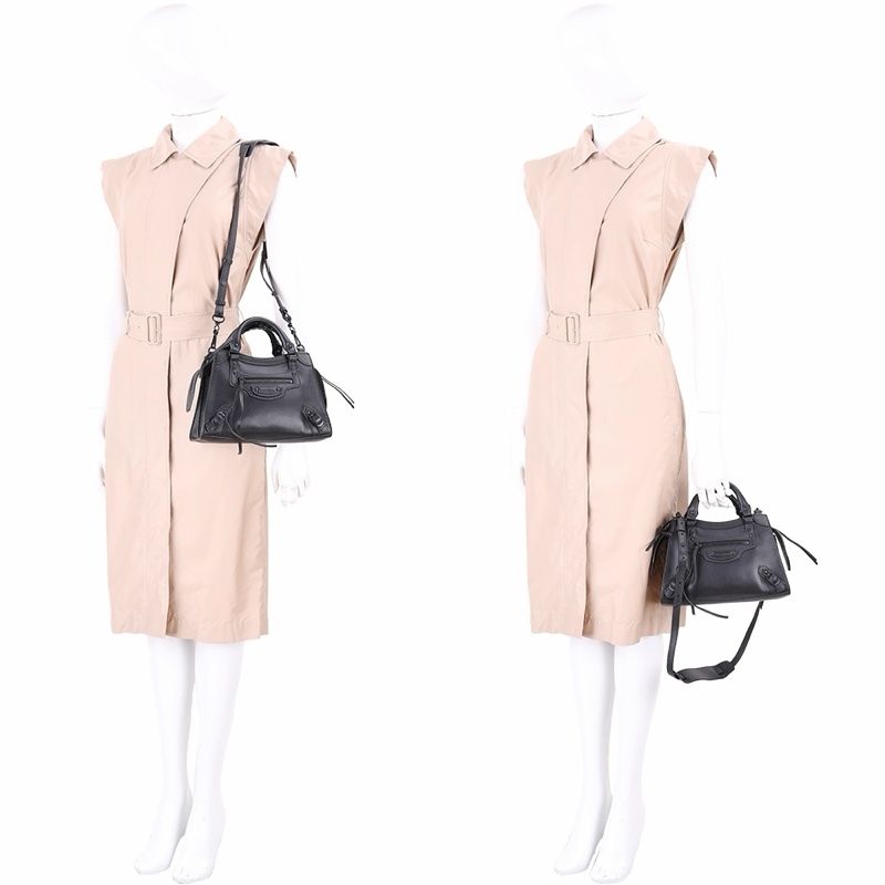 BALENCIAGA NEO City XS all black 牛皮手提/斜背機車包-3