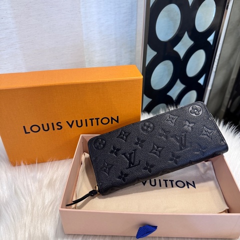 LV Clemence 黑壓紋牛皮拉鍊長夾 晶片款 離櫃品