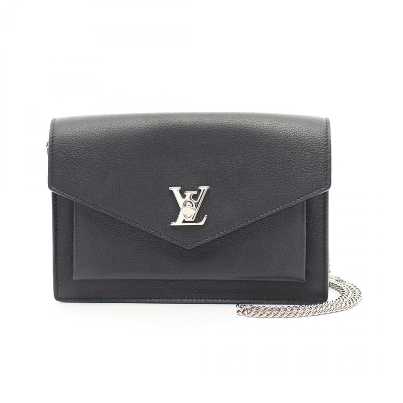 LOUIS VUITTON Pochette Lock me 單肩包 M63471 Taurillon 皮革黑色二手-0