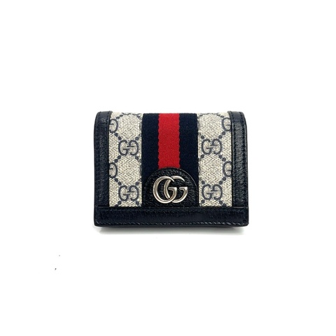 Gucci PVC拼藍牛皮Ophidia 內零錢袋短夾