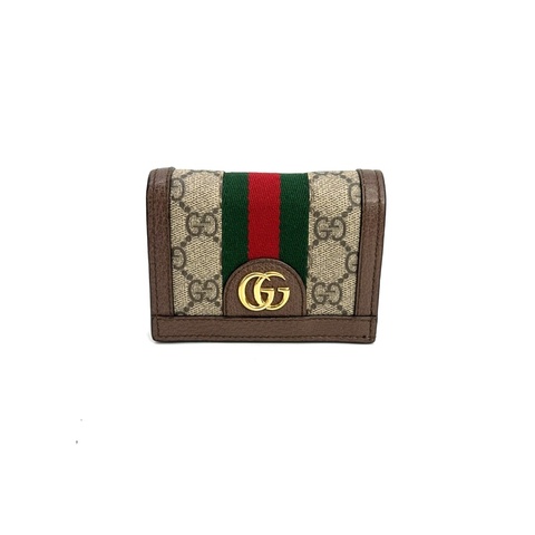 Gucci 咖牛皮Ophidia內零錢袋短夾