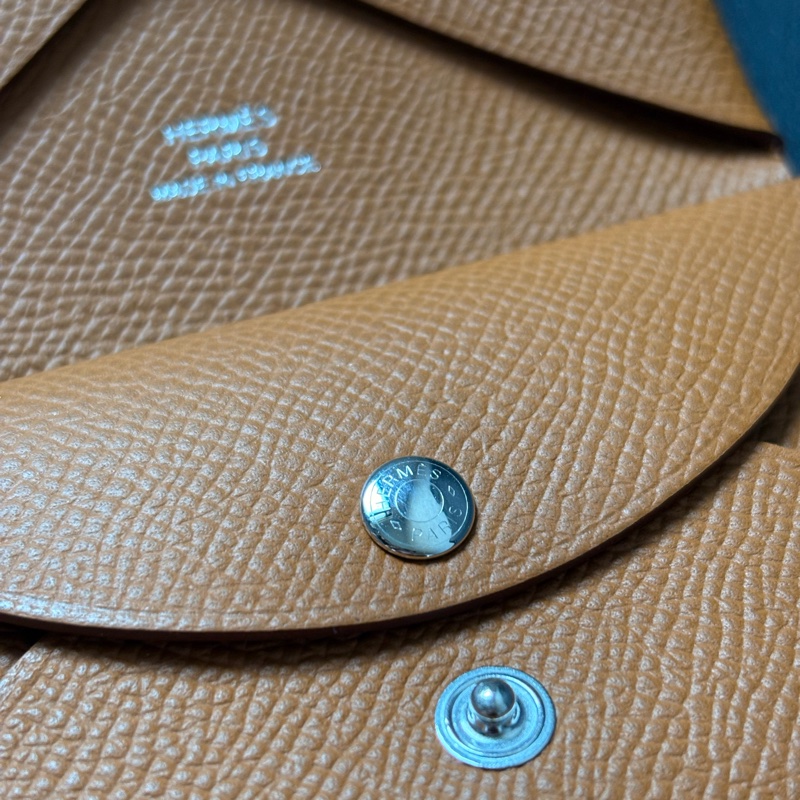 全新Hermes 愛馬仕 Calvi Duo零錢卡包 金棕色-4