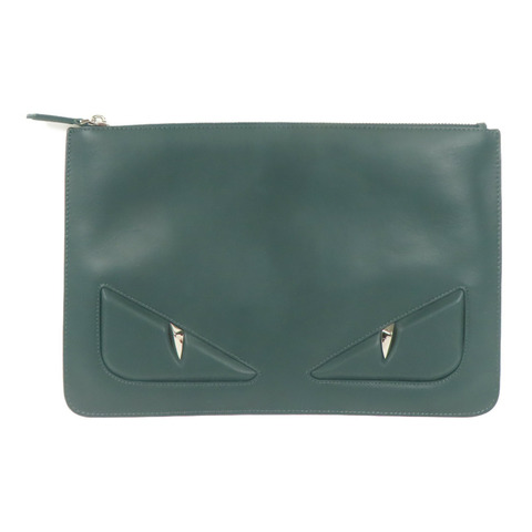 FENDI 牛皮皮革Pouch銀扣手拿包