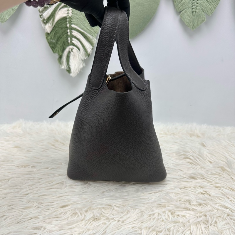 全新🔥HERMES PICOTIN 18 烏木色金扣菜籃子 Z Stamp 手提包-2