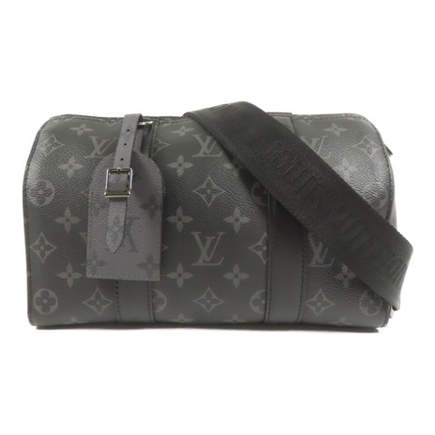 LOUIS VUITTON Monogram Eclipse City Keepall銀扣手挽肩背兩用袋