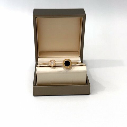 BVLGARI 18K 玫瑰金鑲飾縞瑪瑙手環356181