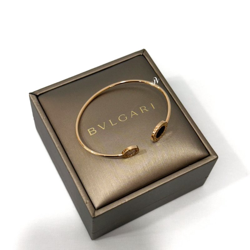 BVLGARI 18K 玫瑰金鑲飾縞瑪瑙手環356181-5