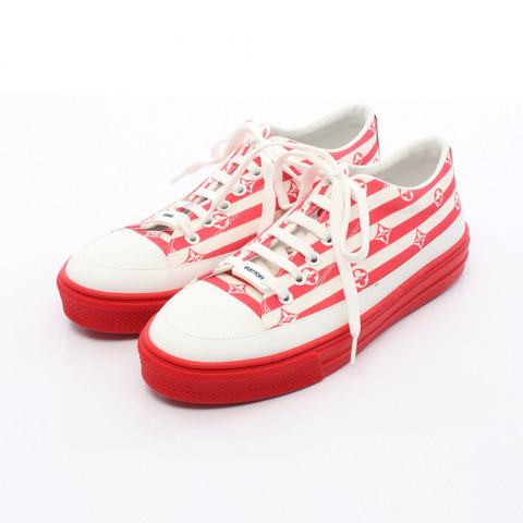 LOUIS VUITTON Stellar Line LV Escal 運動鞋帆布皮革白色紅色二手女士