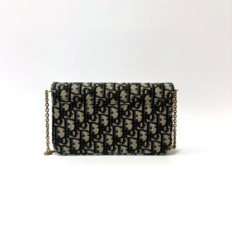DIOR Saddle 中型藍色Dior Oblique緹花WOC鍊包-3