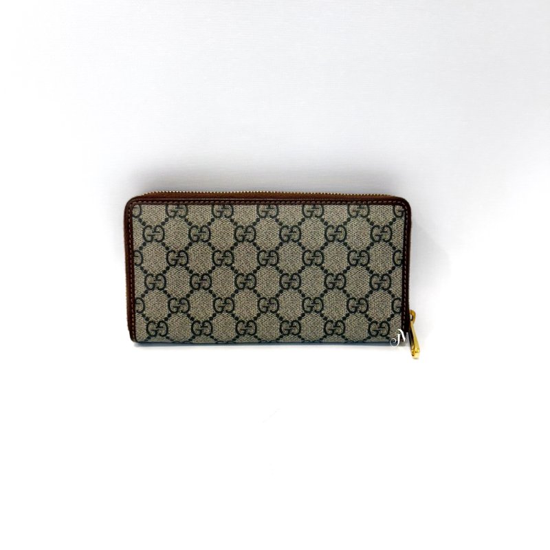 GUCCI 老花焦糖色馬銜釦1955拉鍊長夾 621889-3