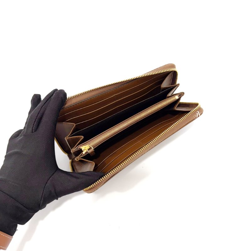 GUCCI 老花焦糖色馬銜釦1955拉鍊長夾 621889-5