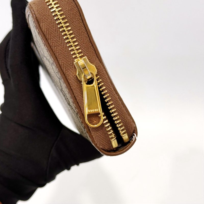 GUCCI 老花焦糖色馬銜釦1955拉鍊長夾 621889-7