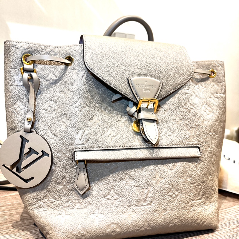 99新 LV Montsouris 後背包 高雅灰 x 奶茶調-5