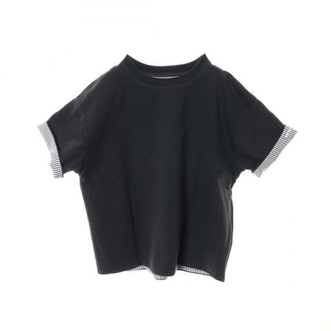 BOTTEGA VENETA 雙層條紋 T 卹 753811 棉質海軍藍 #S 二手女款
