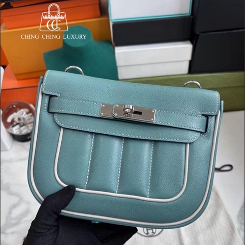 Hermes🌈Mini Berline🩵淺藍色銀扣🩵98.5新🌈evercolor皮🌟閑置🌟