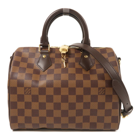LOUIS VUITTON Damier Ebene Speedy Bandouliere 25金扣手挽肩背兩用袋