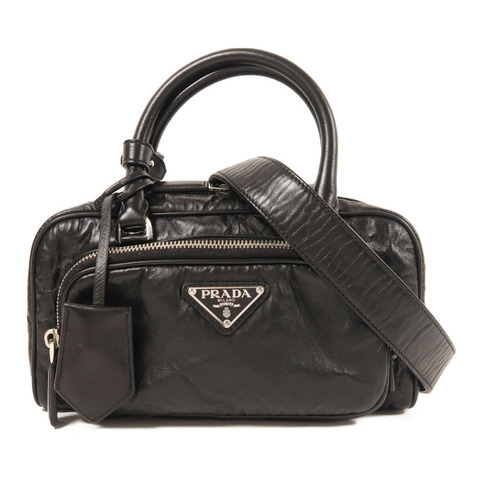 PRADA 皮革2 Way Shoulder銀扣手挽肩背兩用袋