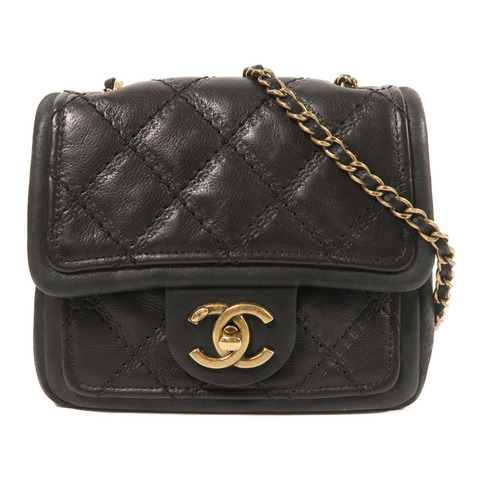 CHANEL 牛皮皮革Chain Shoulder金扣鏈帶肩背袋