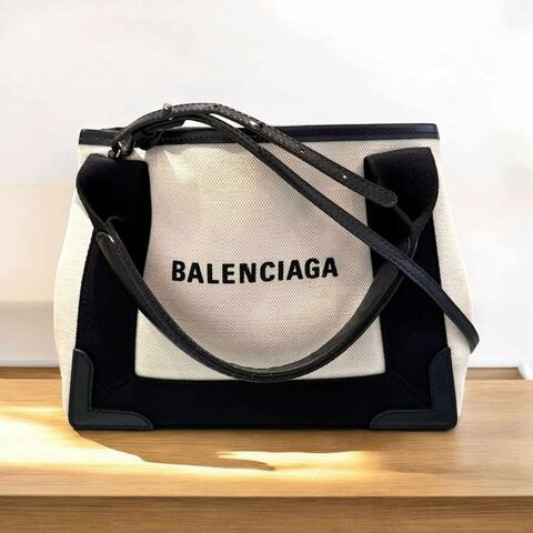 BALENCIA NAVY帆布兩用包/小款/白色
