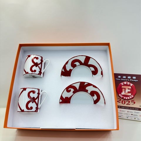 愛馬仕Hermes愛馬仕 西班牙陽台系列陶瓷瓷器茶杯 套装 閒置未使用品