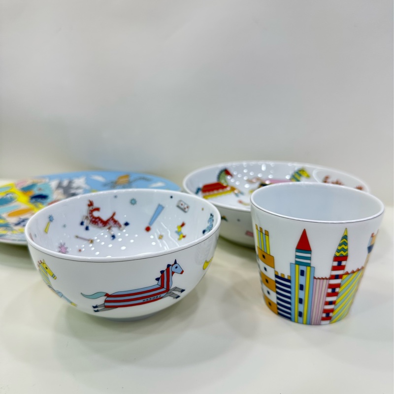 hermes愛馬仕 瓷器套装coffret enfant epopee 獨角獸動物園 嬰兒禮品四件套 閒置新 未使用品-3