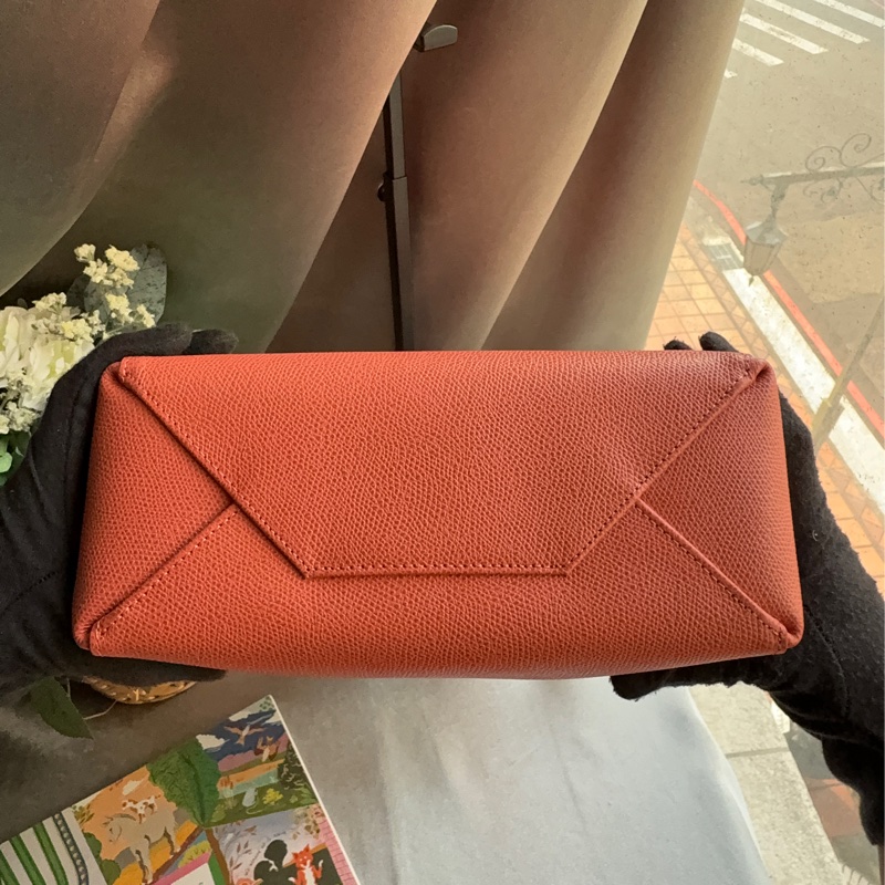 小型牛皮cabas手提/斜背二用包(荔枝粉)-5