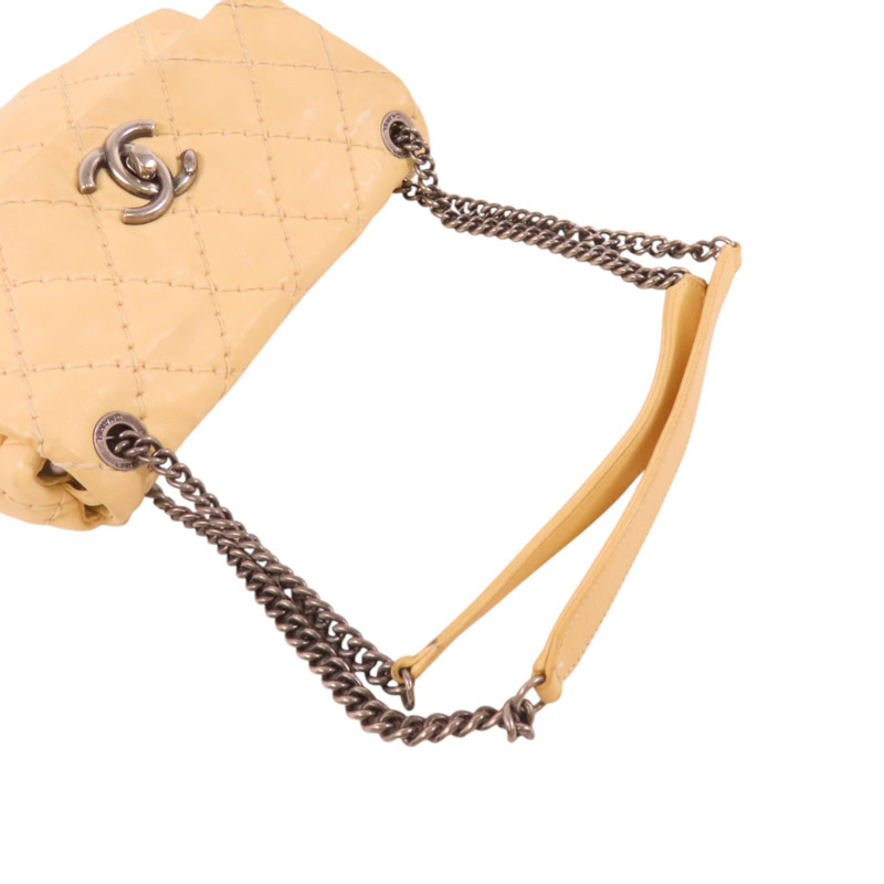 CHANEL 牛皮皮革Chain Shoulder銀扣鏈帶肩背袋-7