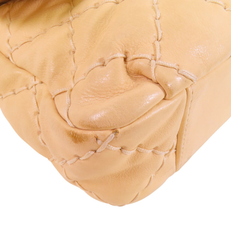 CHANEL 牛皮皮革Chain Shoulder銀扣鏈帶肩背袋-10