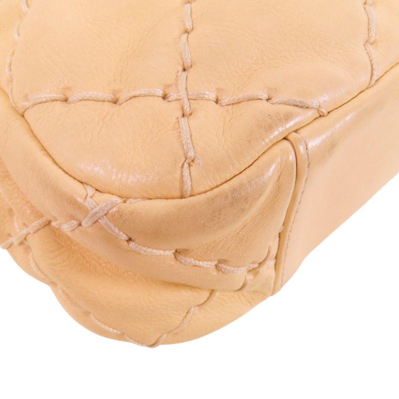 CHANEL 牛皮皮革Chain Shoulder銀扣鏈帶肩背袋-12