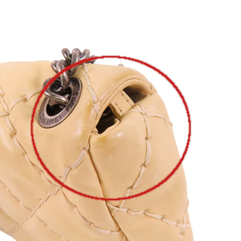 CHANEL 牛皮皮革Chain Shoulder銀扣鏈帶肩背袋-17